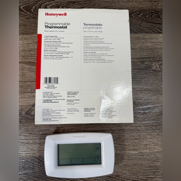 Honeywell Thermostat Programmable RTH7600D 6"w x3.2"h x 1"d White Used Tested - Picture 3 of 5